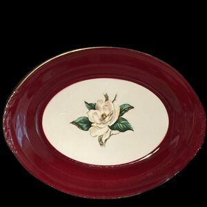 Homer Laughlin DISCONTINUED Burgundy Magnolia Oval Platter